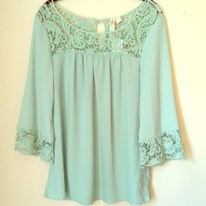 ADIVA turquoise boho lace blouse